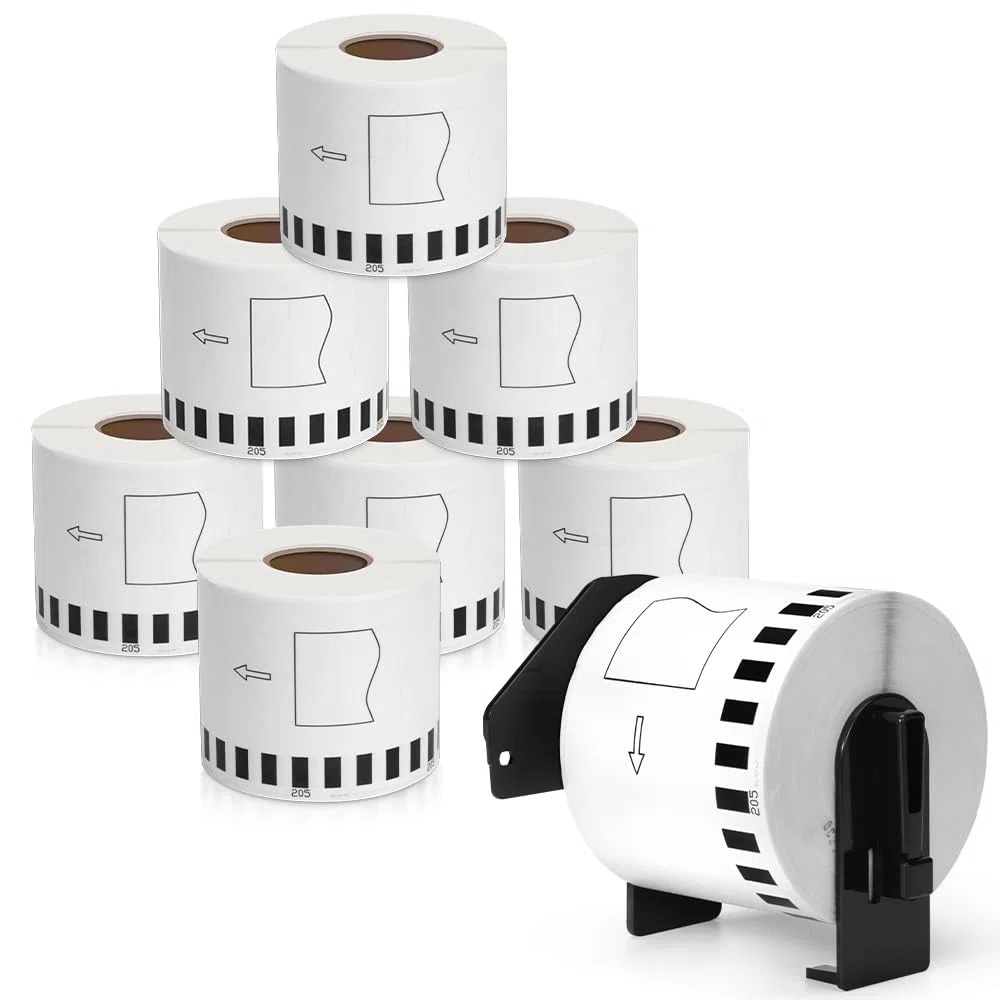 8 rotoli di etichette per indirizzi in carta a lunghezza continua, compatibili con Brother DK-22205, 62 mm x 30,48 m, etichette adesive bianche, compatibili con stampanti Brother QL-700, QL-800,