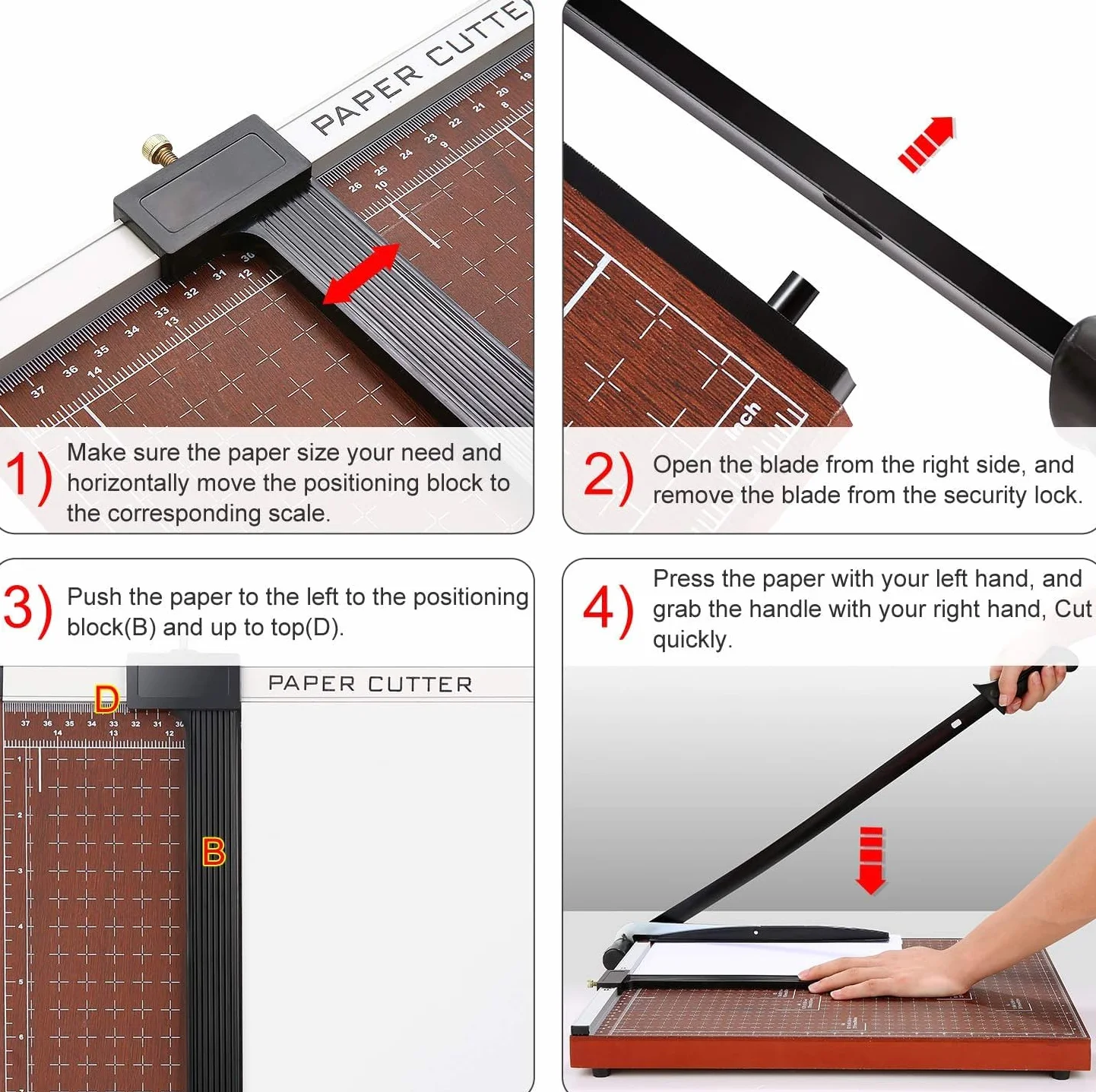 Nictemaw Taglierina a Leva Ghigliottina professionale A3, telaio robusto in legno, manico ergonomico, 55 cm, per officine creative e uffici professionali