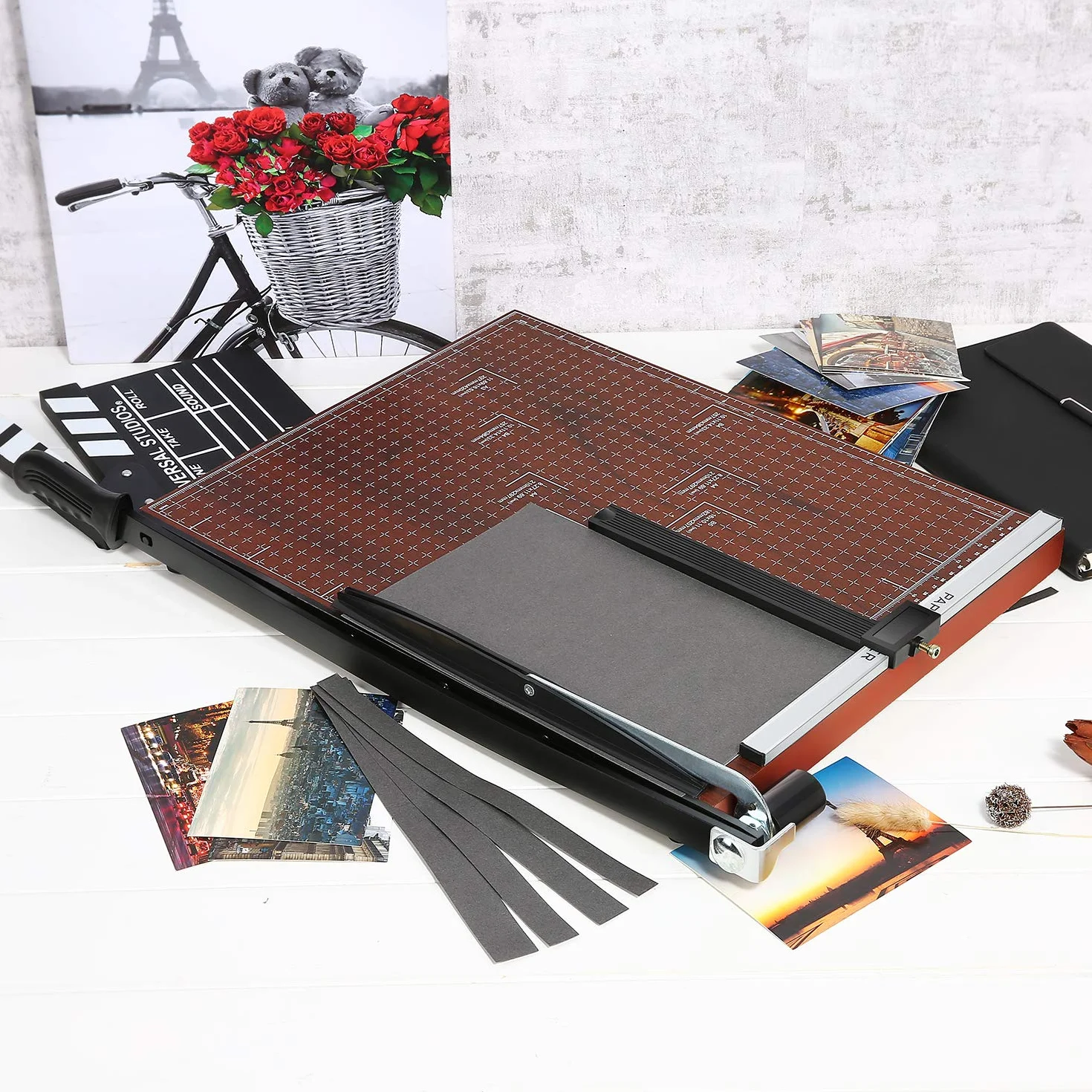 Nictemaw Taglierina a Leva Ghigliottina professionale A3, telaio robusto in legno, manico ergonomico, 55 cm, per officine creative e uffici professionali
