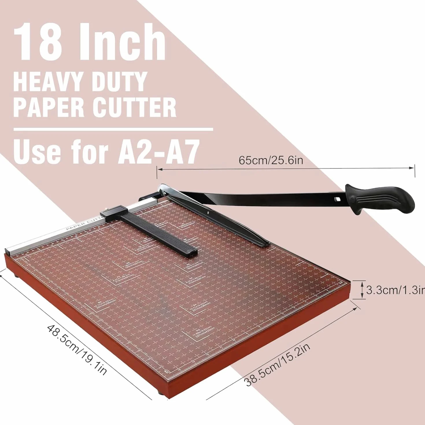Nictemaw Taglierina a Leva Ghigliottina professionale A3, telaio robusto in legno, manico ergonomico, 55 cm, per officine creative e uffici professionali