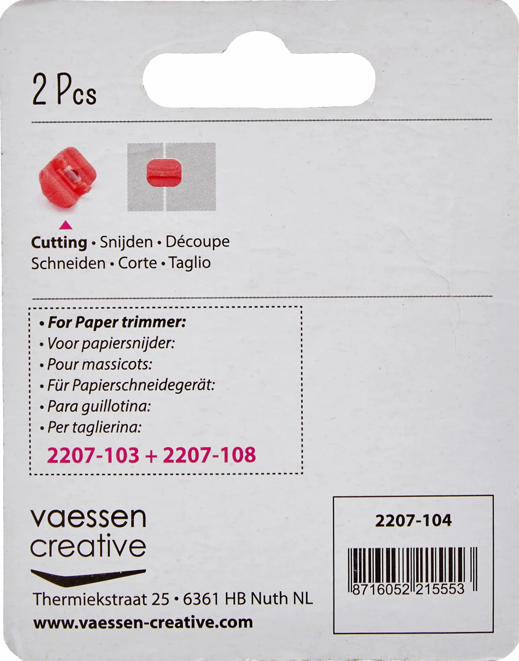 Vaessen Creative 2207 Lame di ricambio per Taglierino Lama Dritta, Plastica Bianca, 2 x 1 x 0.5 cm