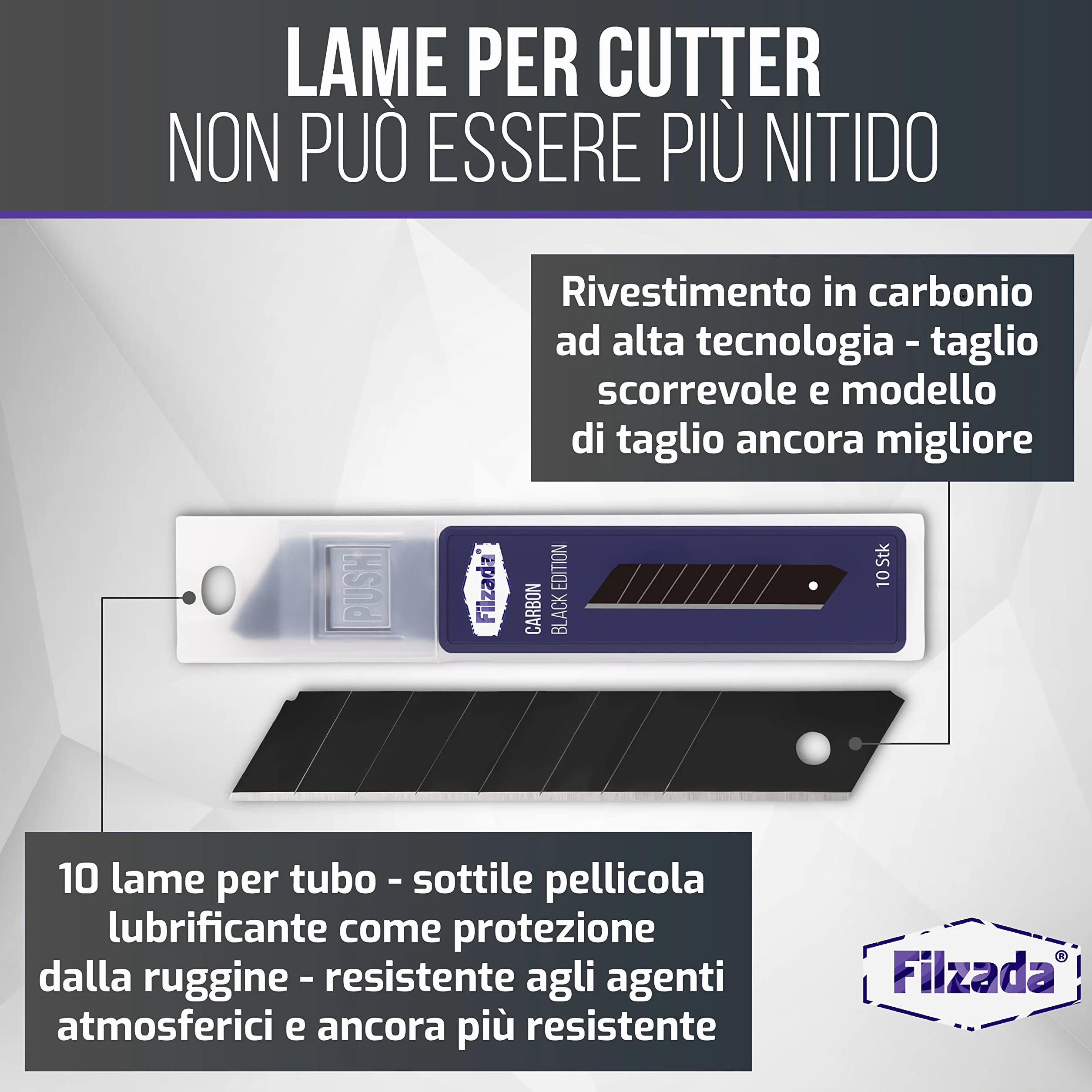 Filzada® 120x Lame di ricambio per coltelli da taglio 18 mm BLACK - Lame per tappeti ultra affilate - Lame a scatto per coltelli da taglio 18mm