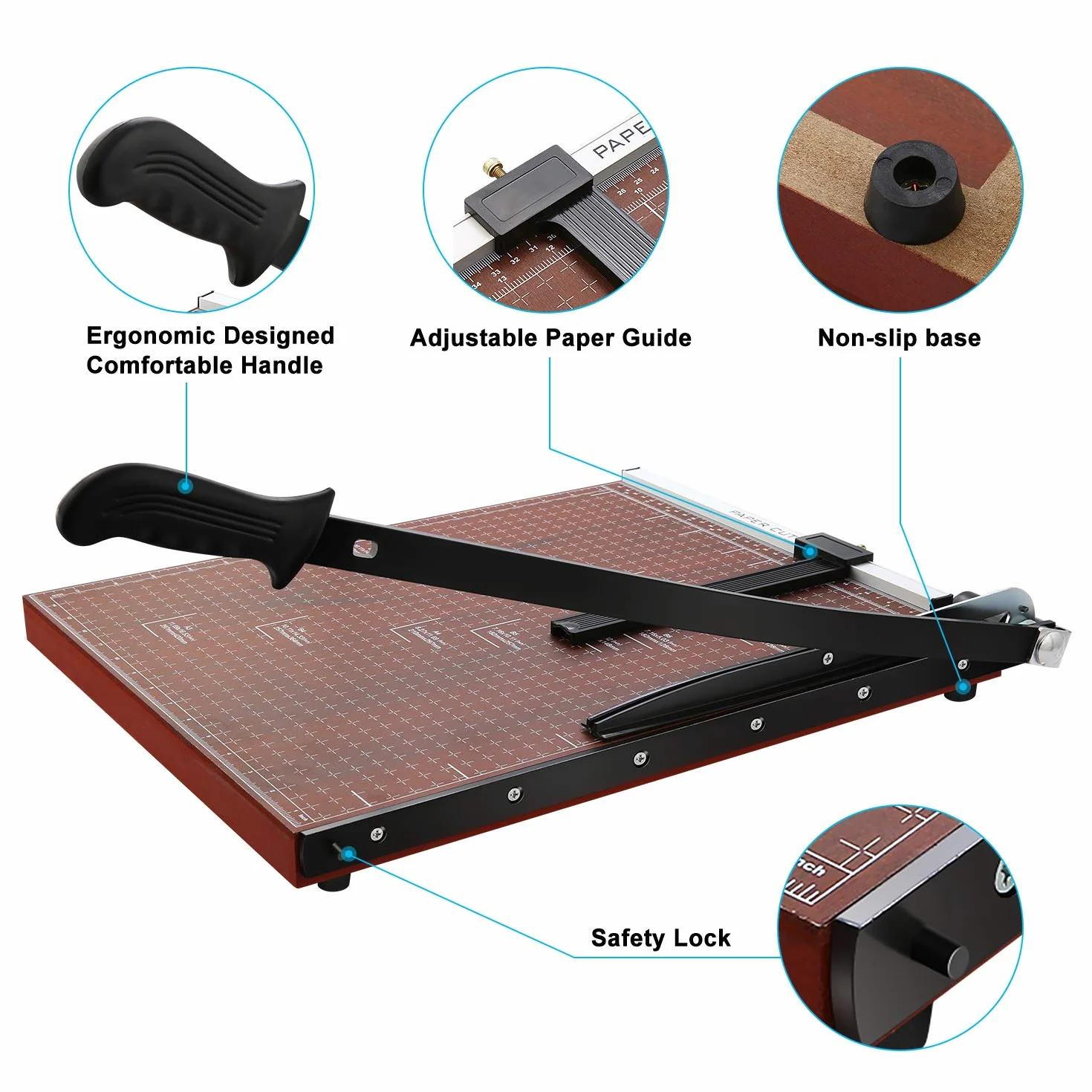 Nictemaw Taglierina a Leva Ghigliottina professionale A3, telaio robusto in legno, manico ergonomico, 55 cm, per officine creative e uffici professionali